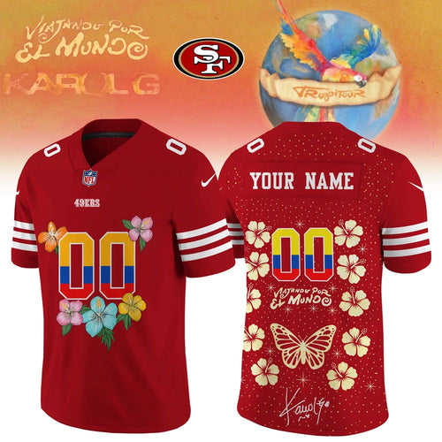 San Francisco 49ers x Karol G VIAJANDO POR EL MUNDO TROPITOUR Signature Football Jersey