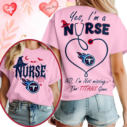 Tennessee Titans NFL Night Shift Never Misses Game Day Halloween Nurse Unisex 3D Shirt, Football New Design Shirt