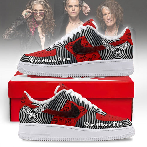 Aerosmith One More Time Tour Custom Air Force 1 Shoes, Red & Black Winged Skull Sneakers, Music Air Force 1 Shoes