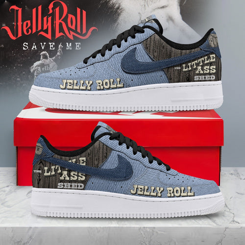 Jelly Roll Country Music Custom Air Force 1 Shoes, The Little Ass Shed Graphic Denim Sneakers, Music Air Force 1 Shoes