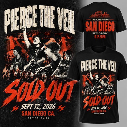 Pierce The Veil x San Diego Padres Petco Park I Can’t Hear You Tour Special New T Shirt