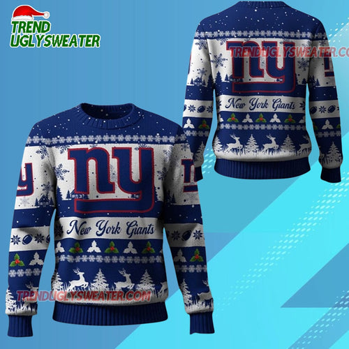 Nfl 2025 Christmas Ny Giants Festive Reindeer Tree Ugly Sweater