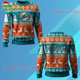 Nfl 2025 Dolphins Reindeer Football Christmas Ugly Sweater
