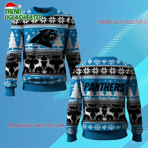 Nfl 2025 Panthers Reindeer Football Christmas Ugly Sweater
