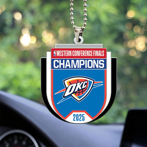 Oklahoma City Thunder 2025 NBA Champions Custom Shape 2-sided Acrylic Car Ornament โ MAITM 11308