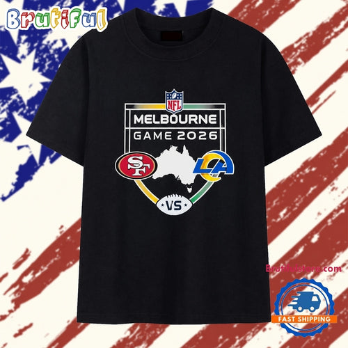 49ers vs Rams NFL 26 Melbourne Game Shield Matchup T Shirt