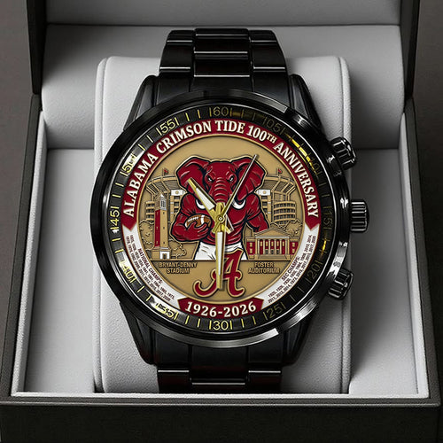 Alabama Crimson Tide Football 100th Anniversary 2026 Black Stainless Steel Watch – TANTN21313