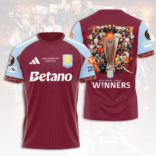 Aston Villa 2025-26 UEFA Europa League Winners 3D Apparel – HOATT18104