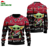 Atlanta Falcons Baby Yoda Hug The Ball Christmas Ugly Sweater