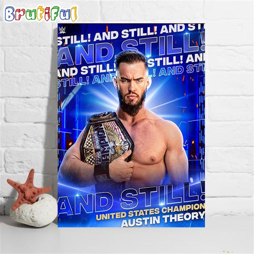 Austin Theory And Still WWE United States Champion Wall Art Poster Canvas