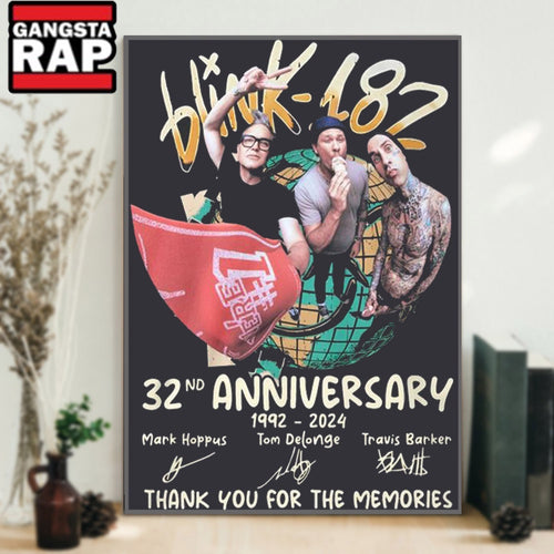 Blink-182 32th Anniversary 1992-2024 Thank You For The Memories Signature Poster Canvas Art
