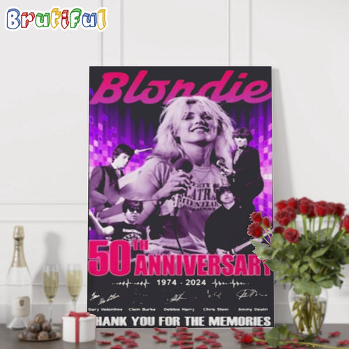 Blondie 50th Anniversary 1974-2024 Thank You For The Memories Wall Art Poster Canvas