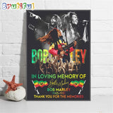 Bob Marley In Loving Memory Of 1945-1981 Thank You For The Memories Wall Art Poster Canvas