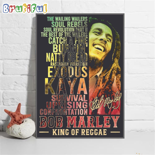 Bob Marley King Of Reggae Wall Art Poster Canvas