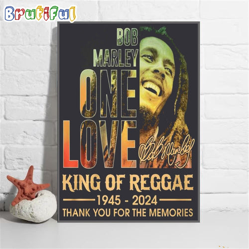 Bob Marley One Love King Of Reggae 1945 - 2024 Thank You For The Memories Wall Art Poster Canvas