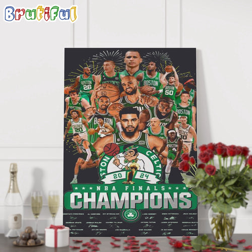 Boston Celtic 2024 NBA Finals Champions Basketball Wall Art Poster Canvas