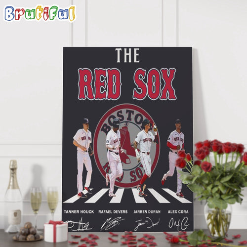 Boston Red Sox Baseball Signature Go On The Road Wall Art Poster Canvas