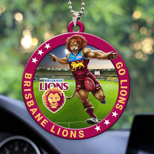Brisbane Lions Custom Shape 2-sided Acrylic Car Ornament – HOATT13286