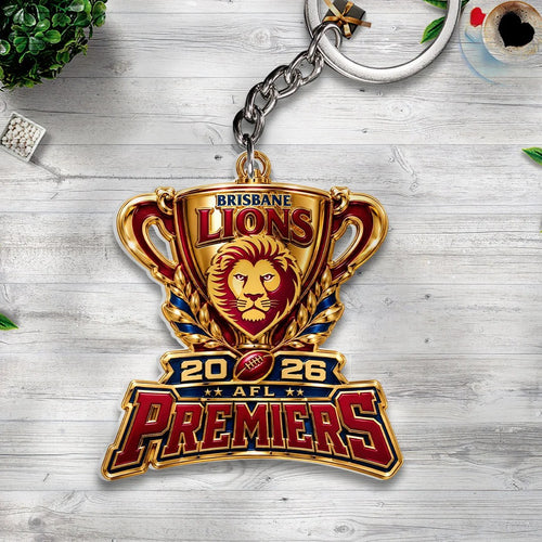 Brisbane Lions 2026 AFL Premiers Custom Shape 2-sided Keychain – HOATT21346