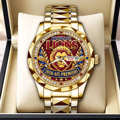 Brisbane Lions 2026 AFL Premiers Alloy Luxury Quartz Watch – HOATT21345