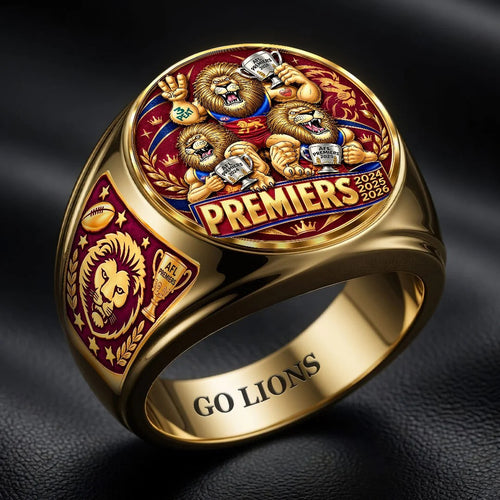 Brisbane Lions 2026 AFL Premiers 3D Engraved Ring – HOATT21329