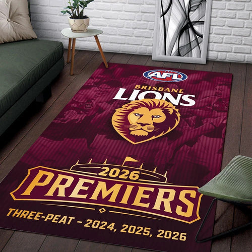 Brisbane Lions 2026 AFL Premiers Rectangular Rug – TMTHU9623