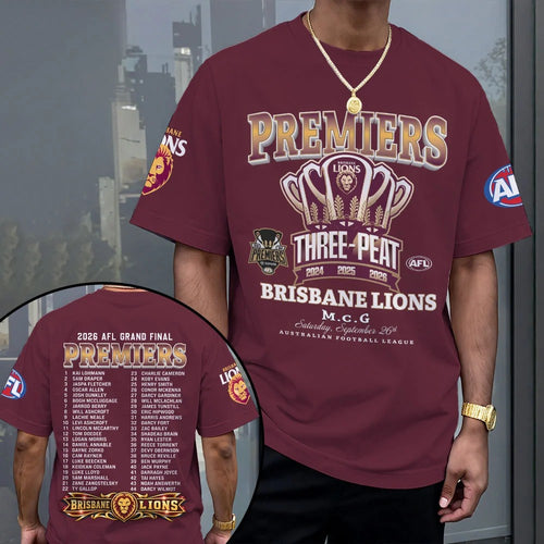 Brisbane Lions 2026 AFL Premiers 3D Apparel – MAITM15273