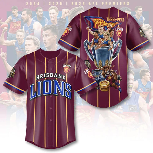 Brisbane Lions Threepeat Premiers Baseball Jersey – TANTN25842
