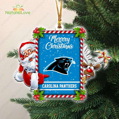 Carolina Panthers Santa And Reindeer Funny Christmas Ornament NFL Gift