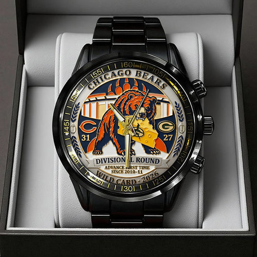 Chicago Bears Wild Card 2026 Black Stainless Steel Watch – TANTN20503