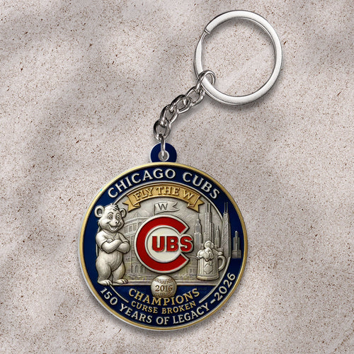 Chicago Cubs 150th Anniversary Custom Shape 2-sided Keychain – HOATT13529