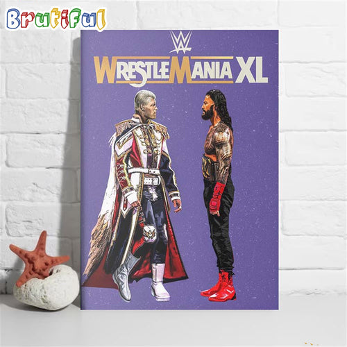 Cody Rhodes Vs Roman Reigns WWE Wrestle Mania XL Wall Art Poster Canvas