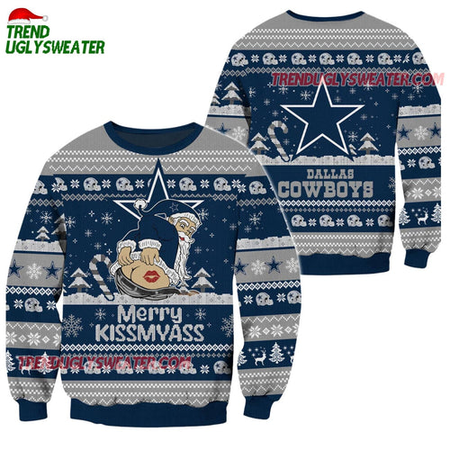 Dallas Cowboys Merrykissmyass Funny Santa Claus Christmas Ugly Sweater