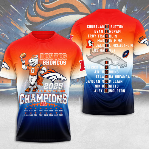Denver Broncos 2025 AFC West Champions 3D Apparel – MAITM14258