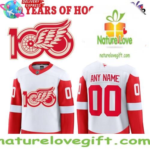 Detroit Red Wings 100 Years Hockeytown White Hockey Jersey