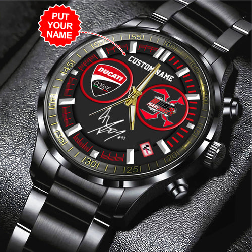 Personalized Ducati Lenovo Team x Marc Márquez Black Stainless Steel Watch – TANTN 11479