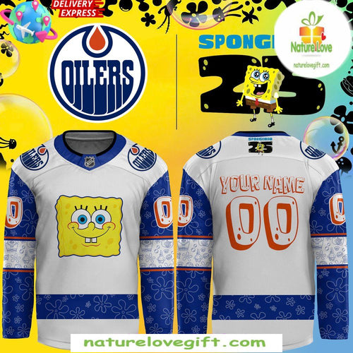 Edmonton Oilers Spongebob Hockey Jersey 25th Anniversary Custom