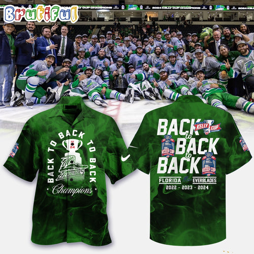 Florida Everblades 2024 Kelly Cup Back To Back Champions Hawaiian Shirt