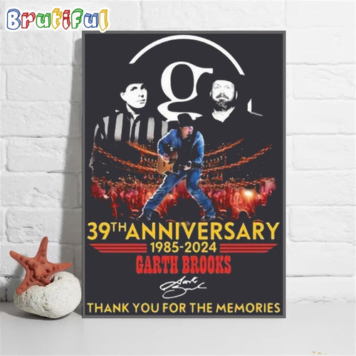 Garth Brooks 39th Anniversary 1985-2024 Thank You For The Memories Wall Art Poster Canvas