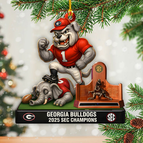 Georgia Bulldogs Football 2025 SEC Champions Custom Shape 2-sided Acrylic Ornament โ HOATT15019
