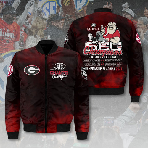 Georgia Bulldogs Football 2025 SEC Champions 3D Bomber Jacket – HOATT15143