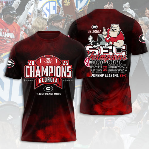Georgia Bulldogs Football 2025 SEC Champions 3D Apparel – HOATT14982