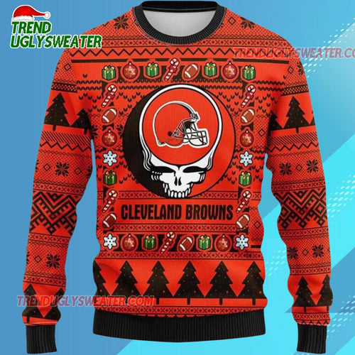 Grateful Dead X Nfl Cleveland Browns Stealie Logo Ugly Christmas Sweater