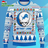Grateful Dead X Nfl Detroit Lions Stealie Logo Ugly Christmas Sweater