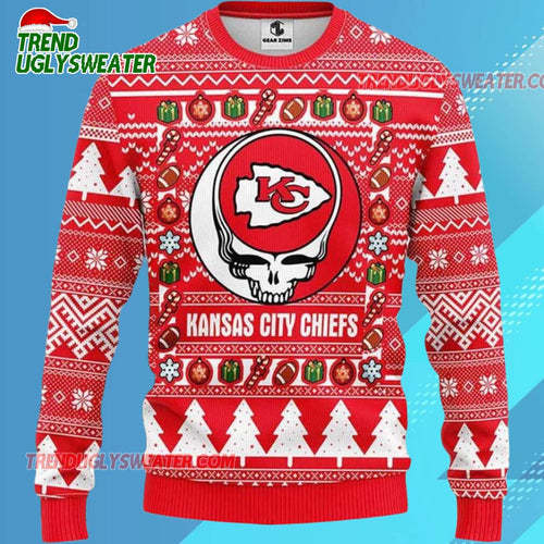 Grateful Dead X Nfl Kansas City Chiefs Stealie Logo Ugly Christmas Sweater