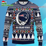 Grateful Dead X Nfl New England Patriots Stealie Logo Ugly Christmas Sweater