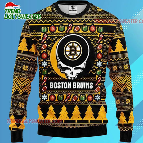 Grateful Dead X Nhl Boston Bruins Stealie Logo Ugly Christmas Sweater