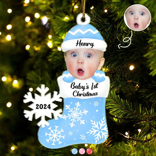 Custom Photo Baby’s 1st Christmas - Personalized Cutout Acrylic Ornament