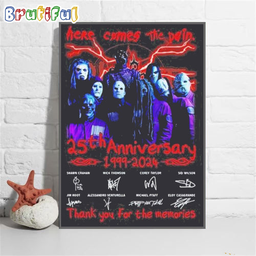 Here Comes The Pain 25th Anniversary 1999-2024 Slipknot Wall Art Poster Canvas