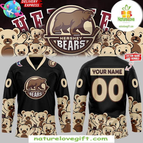 Hershey Bears Black Hockey Jersey Christmas Holiday Special